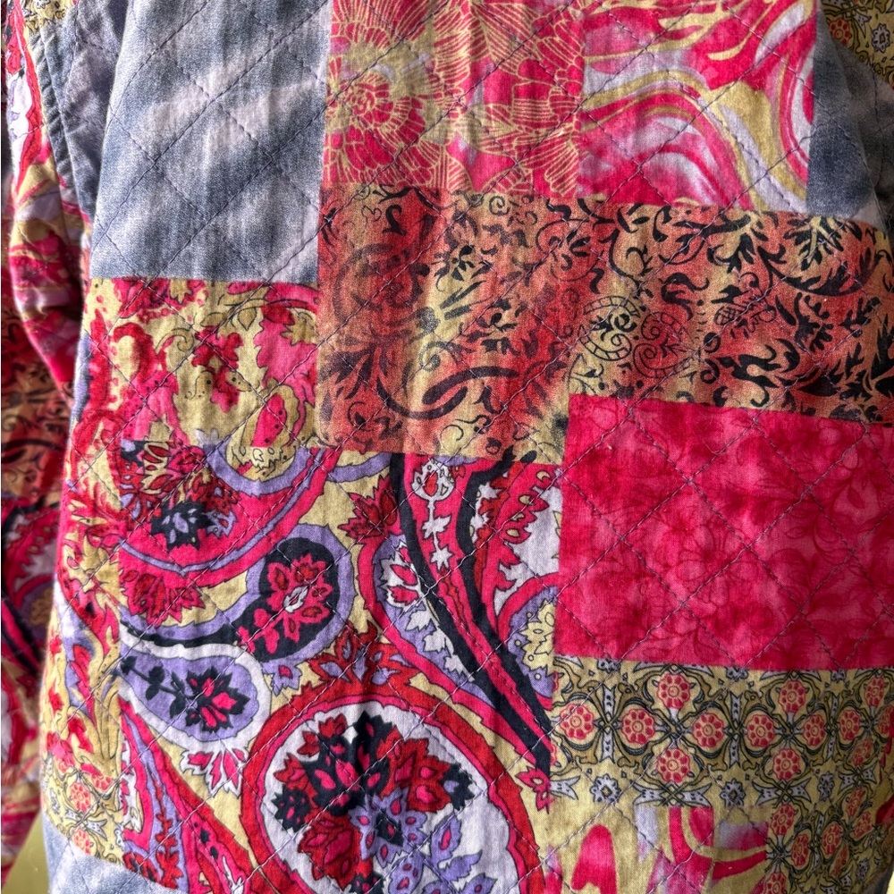 Vibrant Vintage Patchwork Cotton Light Jacket - P… - image 8